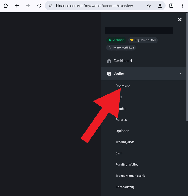 Binance Auszahlung Screenshot