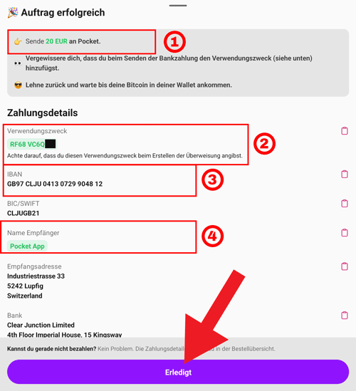 Überweisungsdetails