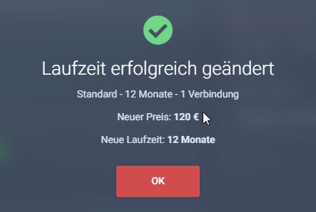 Bestätigung nach Laufzeit-Änderung